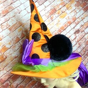 Large Satin Vintage Disney Parks Minnie Mouse Halloween Witch Hat